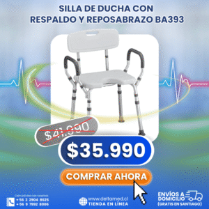 Silla de ducha con respaldo y reposabrazo BA393 - Deltamed